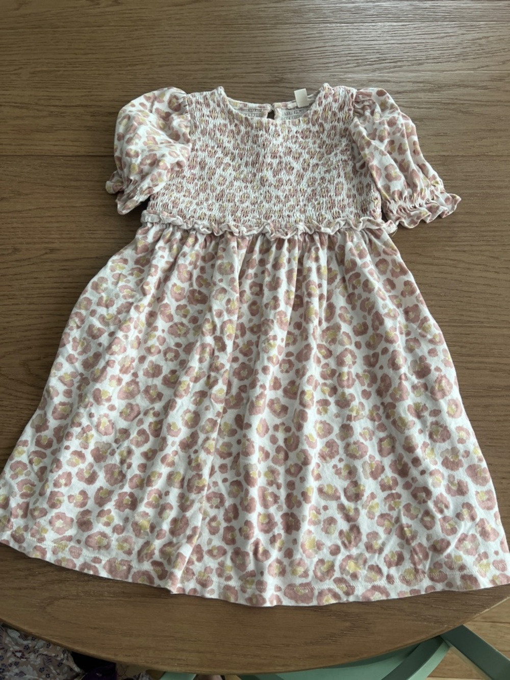 Crewcuts Pink and Cream Smocked Puff-Sleeve Dress